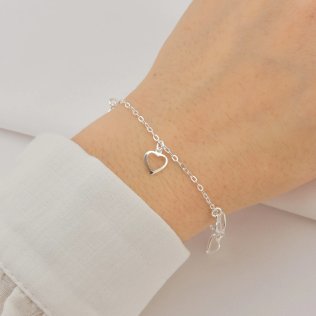 Pulseira Prata 925 Corações vazados Garantia Eterna