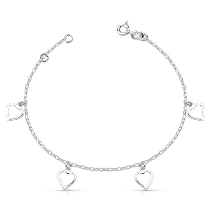 Pulseira Prata 925 Corações vazados Garantia Eterna