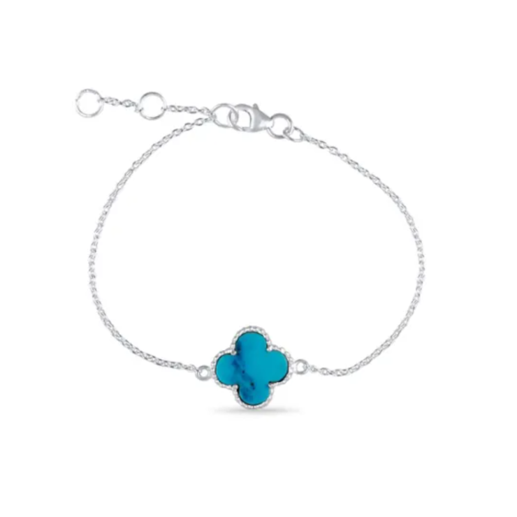 Pulseira Trevo Van Cleff Azul em Prata 925