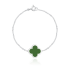 Pulseira Trevo Van Cleff Verde em Prata 925