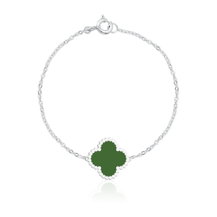 Pulseira Trevo Van Cleff Verde em Prata 925