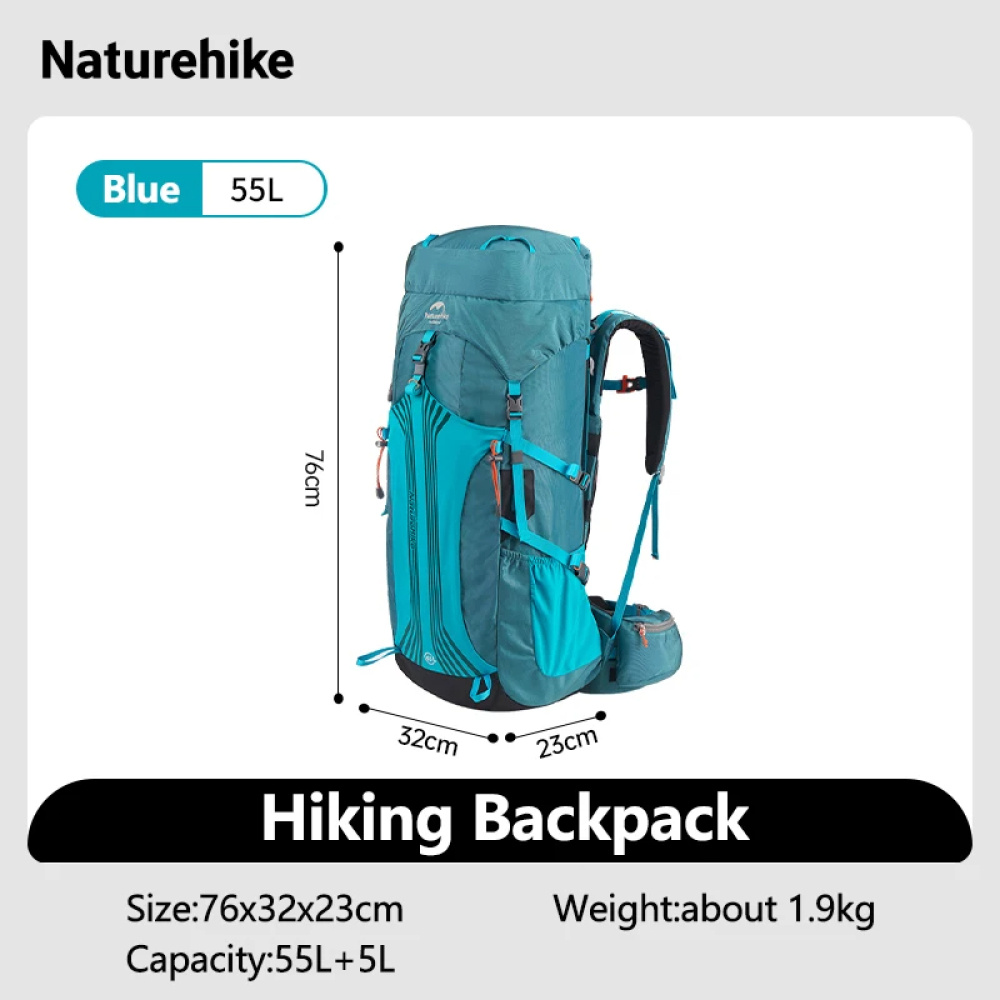Mochila Trekking 55L Naturehike Unissex, Resistente e Pronta para