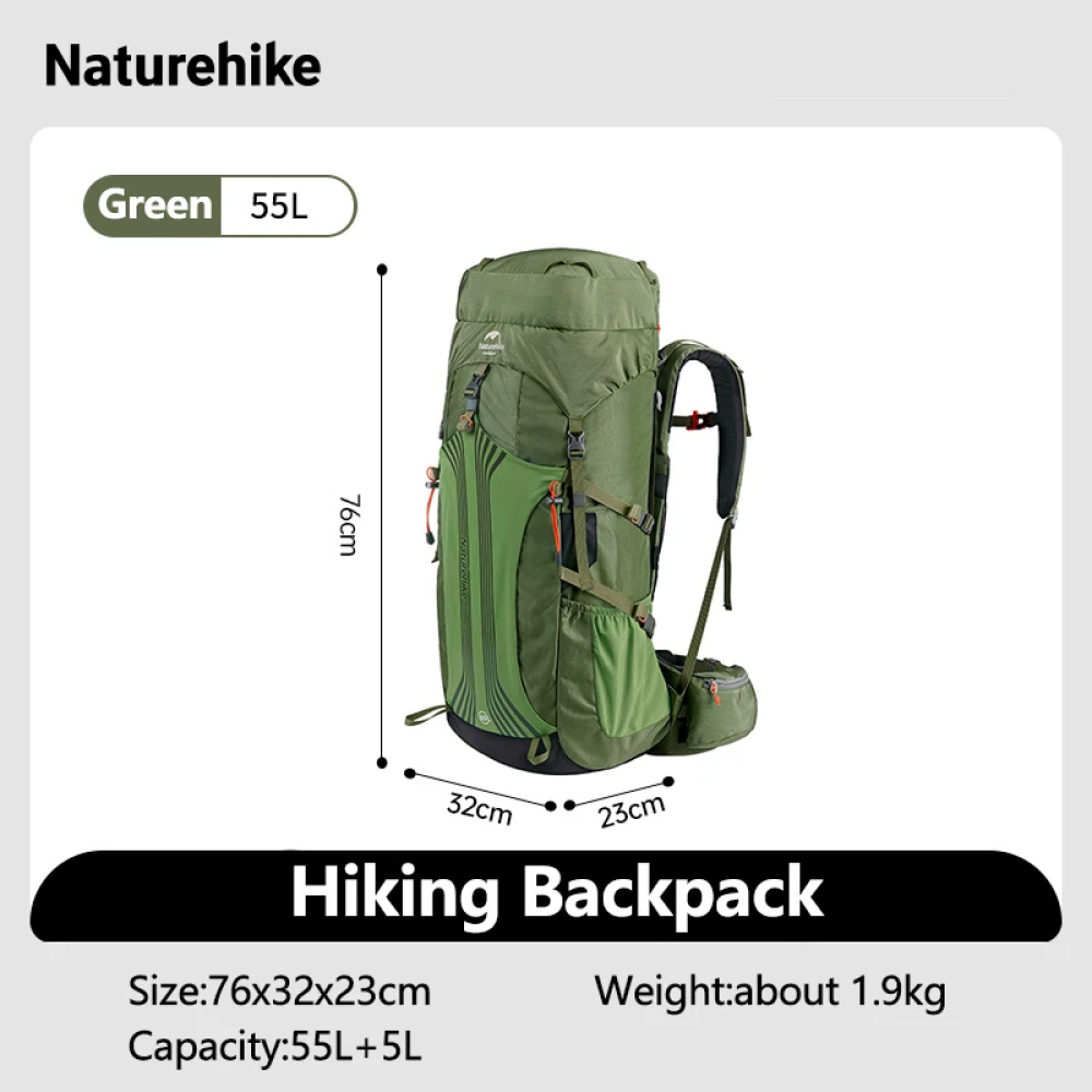 Mochila Trekking 55L Naturehike Unissex, Resistente e Pronta para