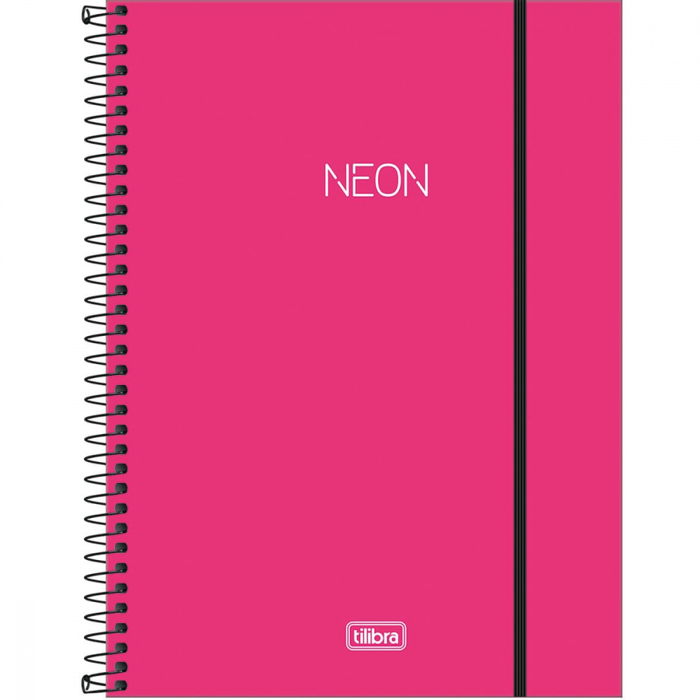 Caderno Espiral Capa Plástica Universitário 10 Matérias Neon Pink 160