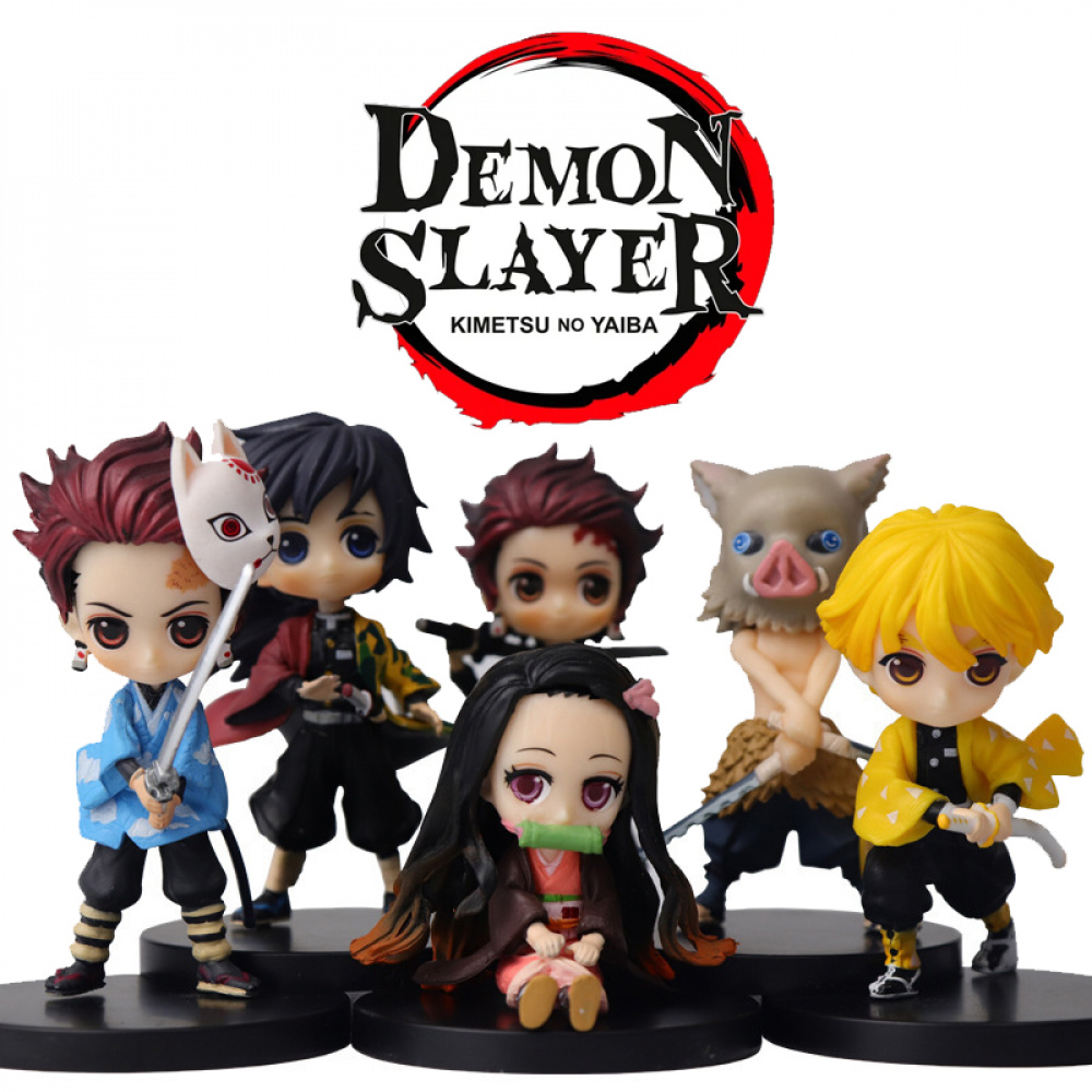 Bonecos Kit Com 6 Personagens Demon Slayer Kimetsu No Yaiba