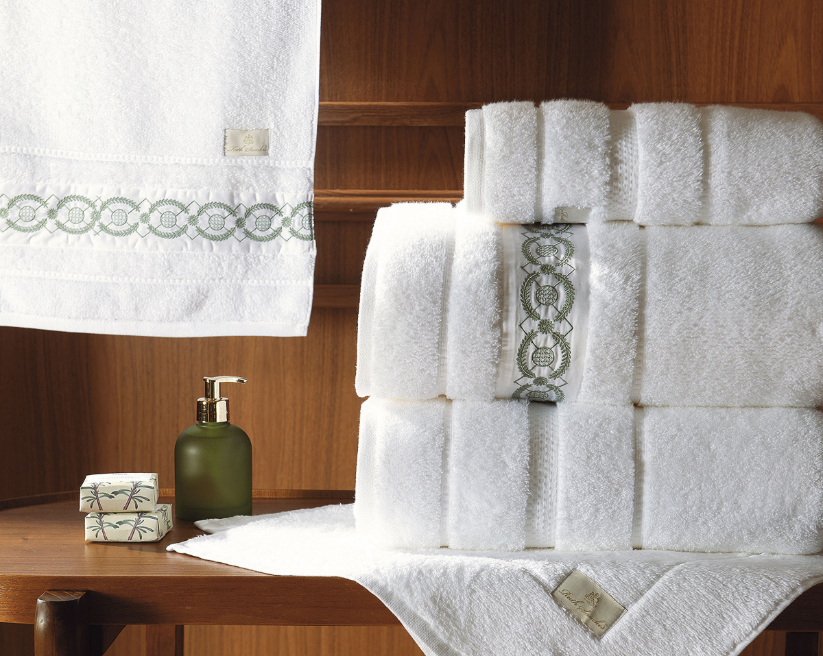 Belize Jogo de Banho - Gigante - 100% Algodão - 5 Peças - Branco/Verde