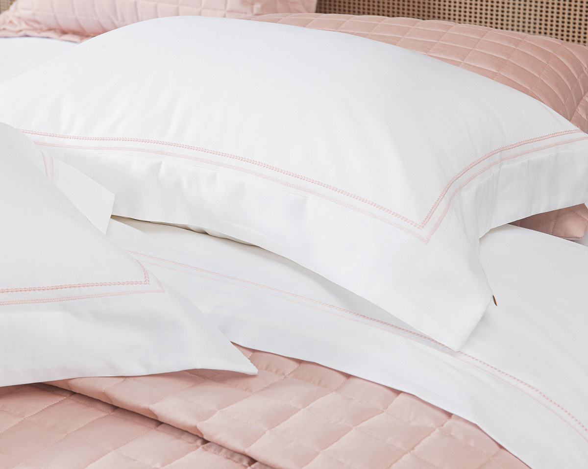 Daily Cobre Leito Matelassado - King - Percal 300 Fios - Acetinado - 3 Peças - Rosa Chá