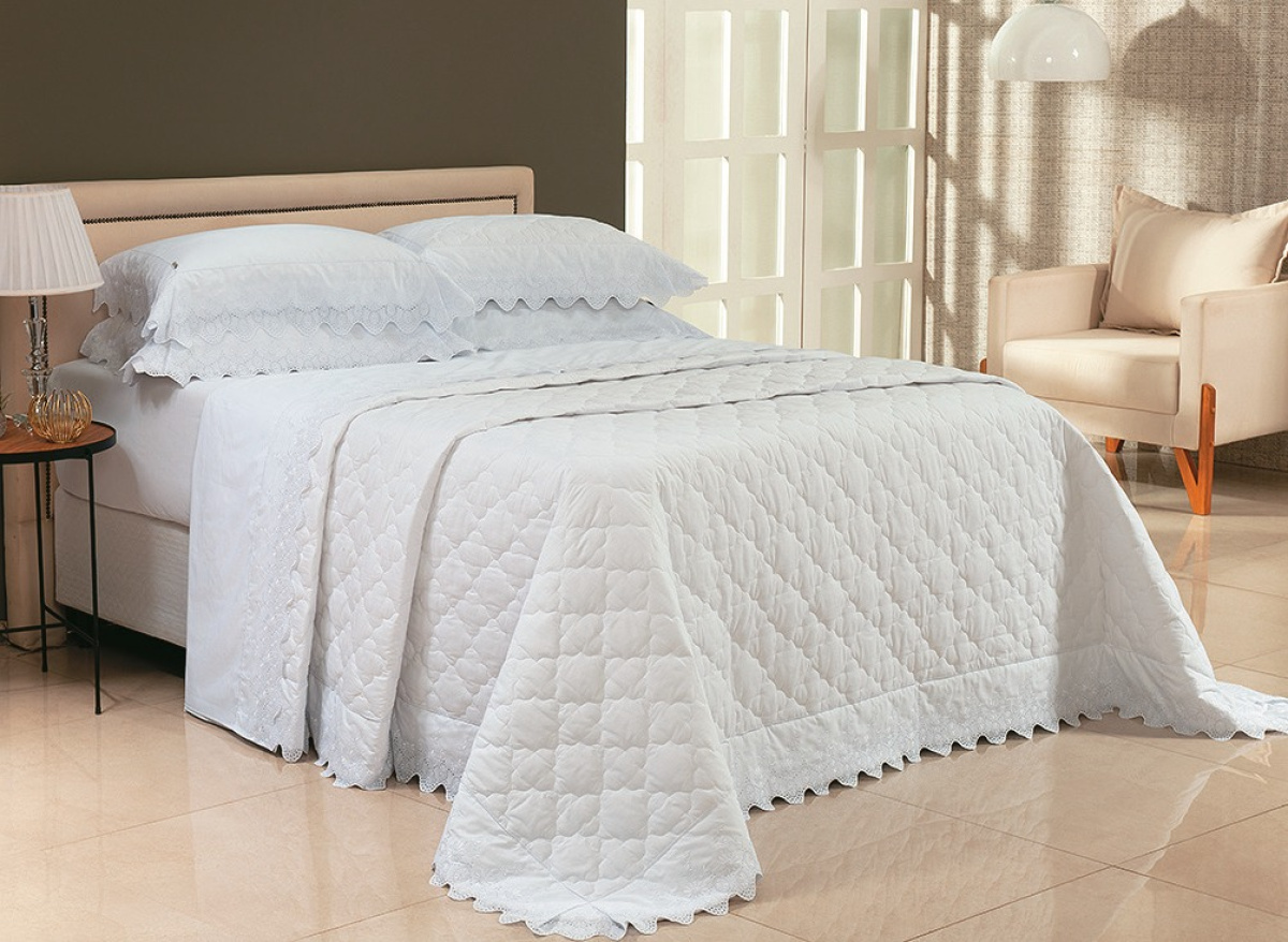 Eleganza Cobre Leito - King - Percal 250 Fios - 100% Algodão - 3 Peças - Branco
