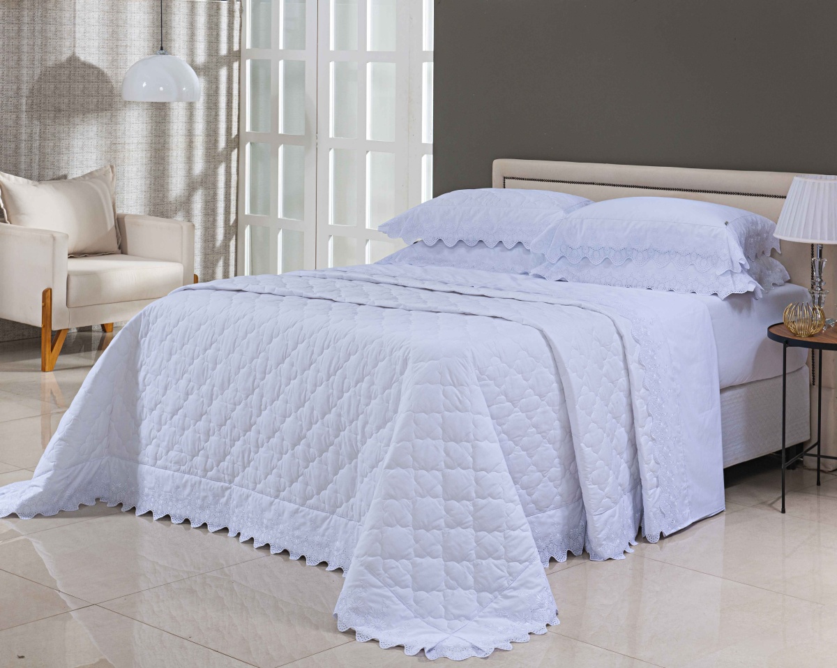 Eleganza Cobre Leito - Queen - Percal 250 Fios - 100% Algodão - 3 Peças - Branco
