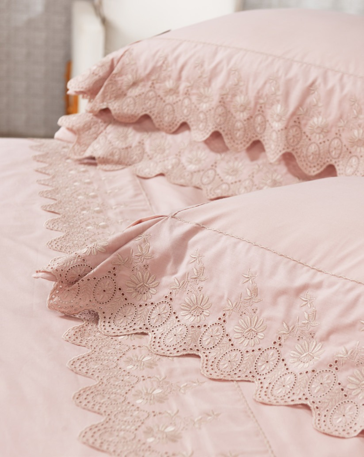 Eleganza Roupa De Cama - Queen - Percal 250 Fios - 100% Algodão - 4 Peças - Rosa Chá
