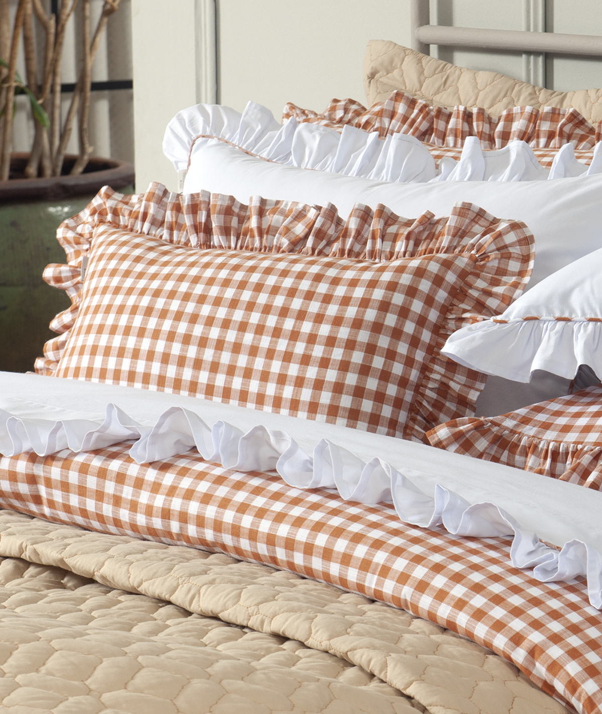 Emmily Almofada Avulsa - 40cm x 60cm + Abas - Percal 250 Fios - 2 Peças - Xadrez