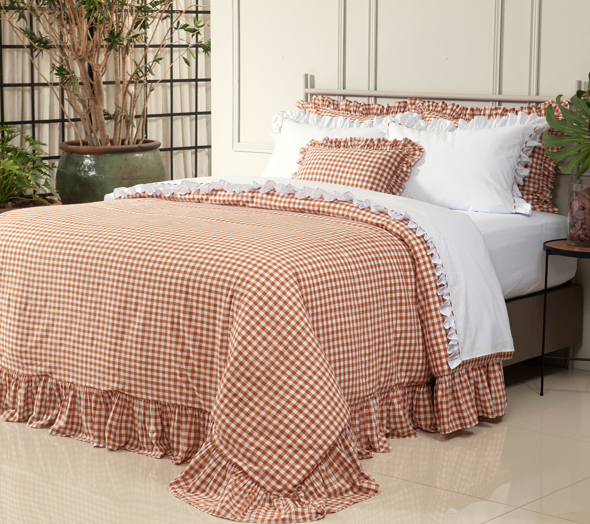Emmily Duvet (Capa p/ Edredom) - Super King - Percal 250 Fios - 100% Algodão - 4 Peça - Xadrez