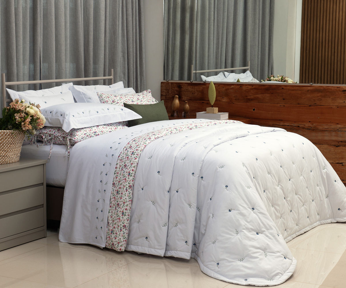 Esplendore Cobre Leito - Queen - Percal 250 Fios - 100% Algodão  - 3 Peças - Branco