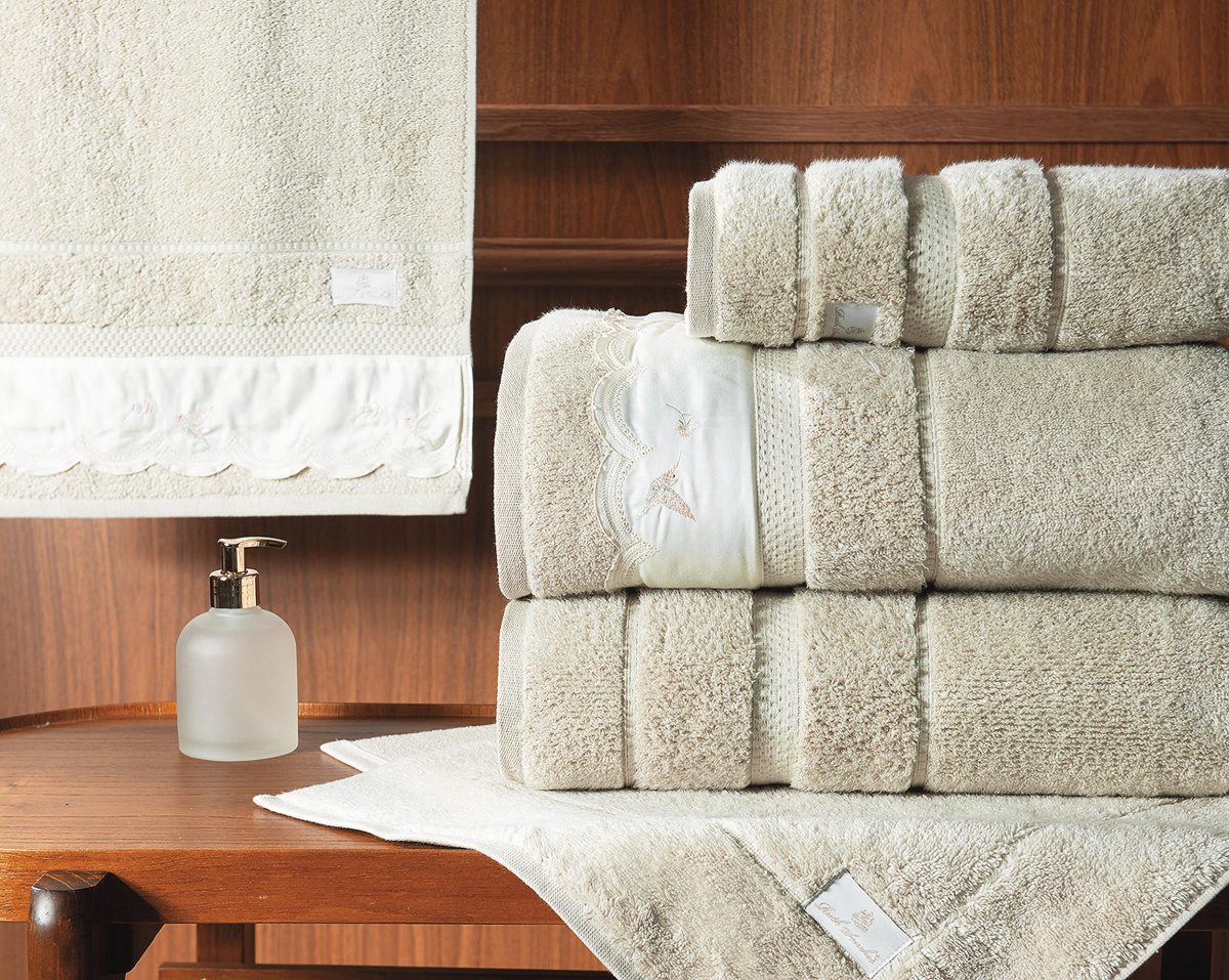 Florian Jogo de Banho - Gigante - 100% Algodão - 5 Peças - Palha