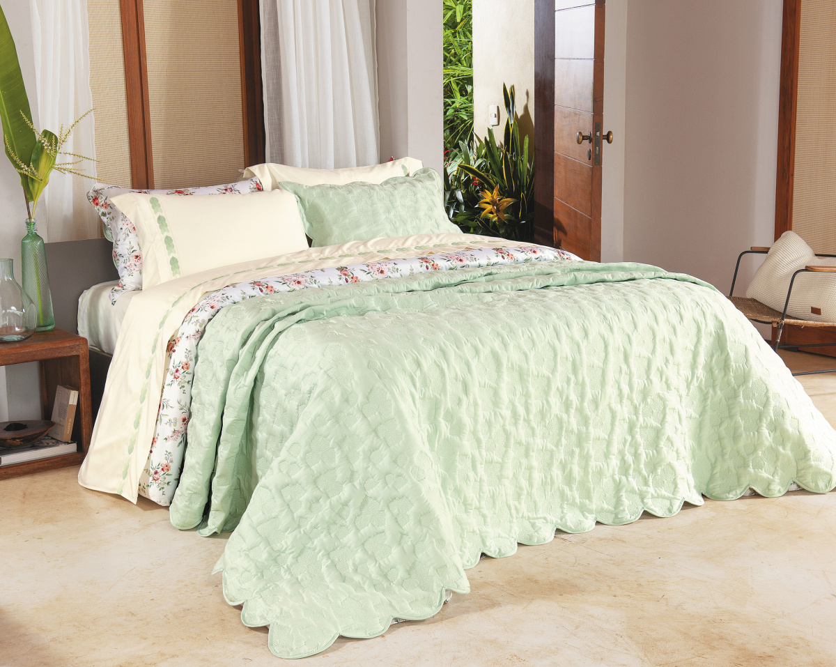 Foglio Cobre Leito - Super King - Percal 400 Fios - Fio Egípcio - 3 Peças - Verde