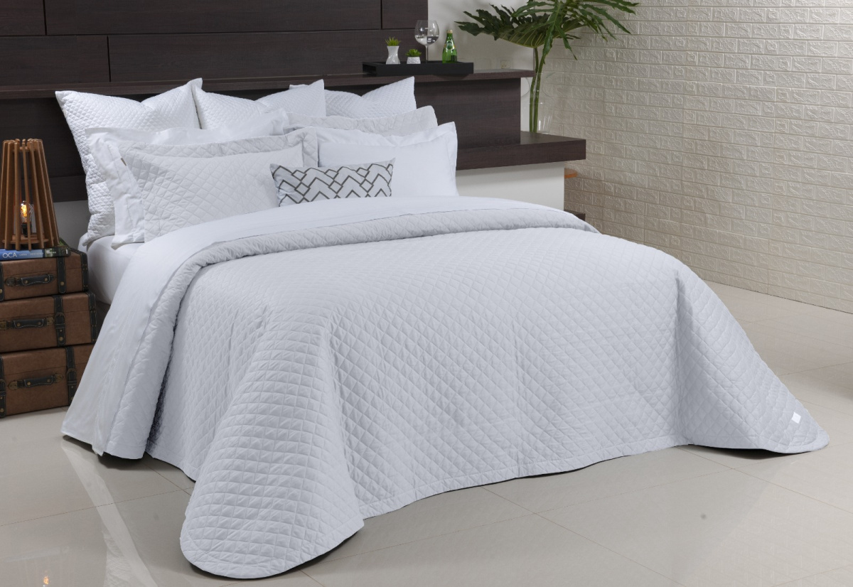 Galles Cobre Leito Matelassado - King - Percal 400 Fios - Fio Egípcio - 3 Peças - Branco