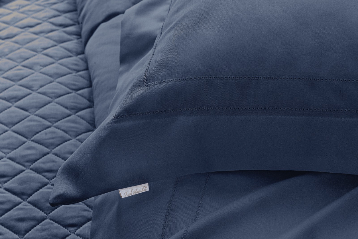 Galles Roupa de Cama - Queen - Percal 400 Fios - Fio Egípcio - 4 Peças - Azul Petróleo