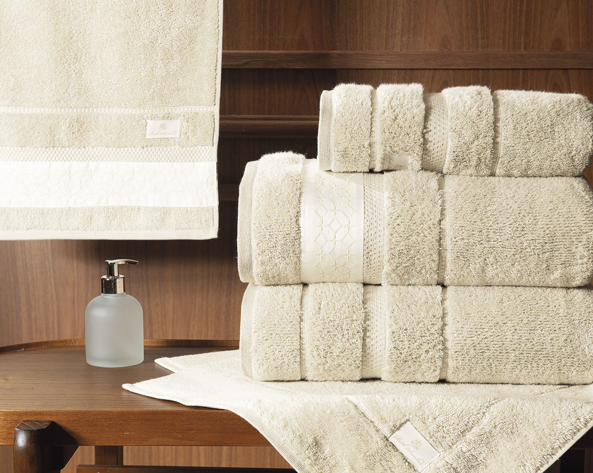 Lenzi Jogo de Banho - Gigante - 100% Algodão - 5 Peças - Palha