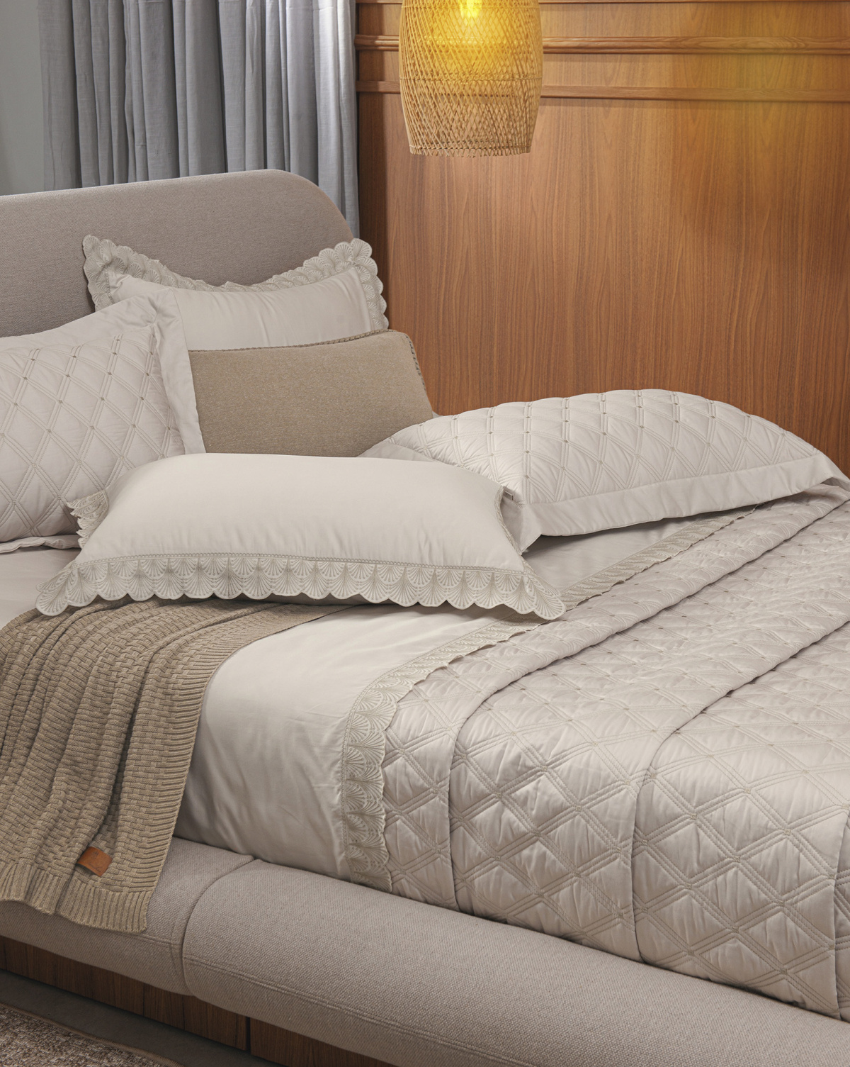 Maggio Cobre Leito - Queen - Percal 400 Fios - Fio Egípcio - 3 Peças - Off White