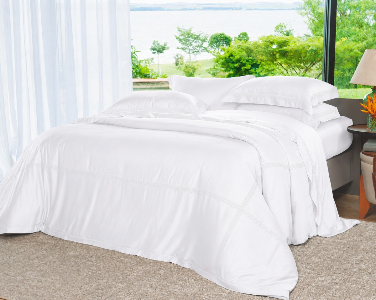 Myriad Duvet  - Queen - Percal 400 Fios - 100% Fibra de Bambu - 4 Peças - Branco