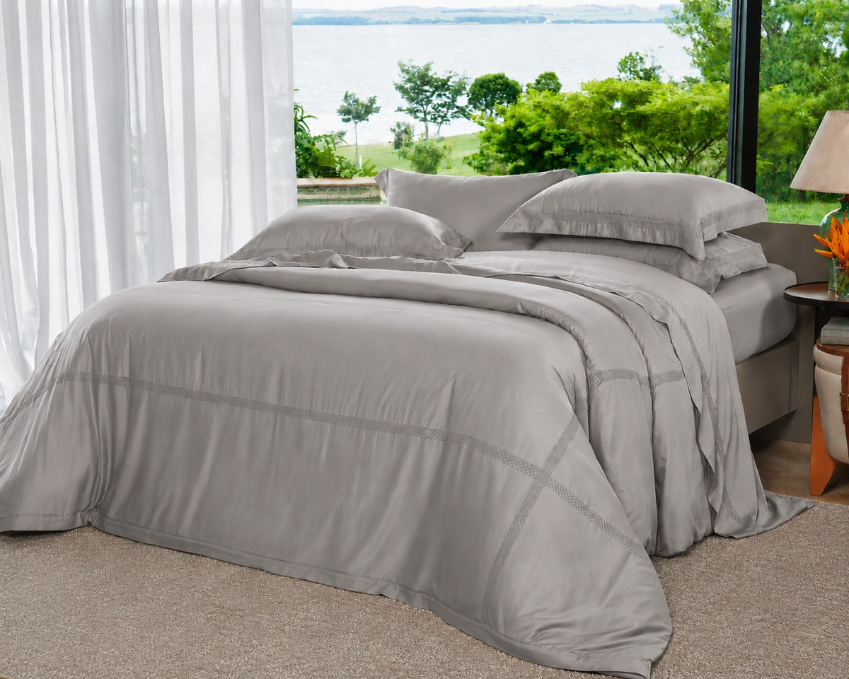 Myriad Duvet  - Queen - Percal 400 Fios - 100% Fibra de Bambu - 3 Peças - Platino