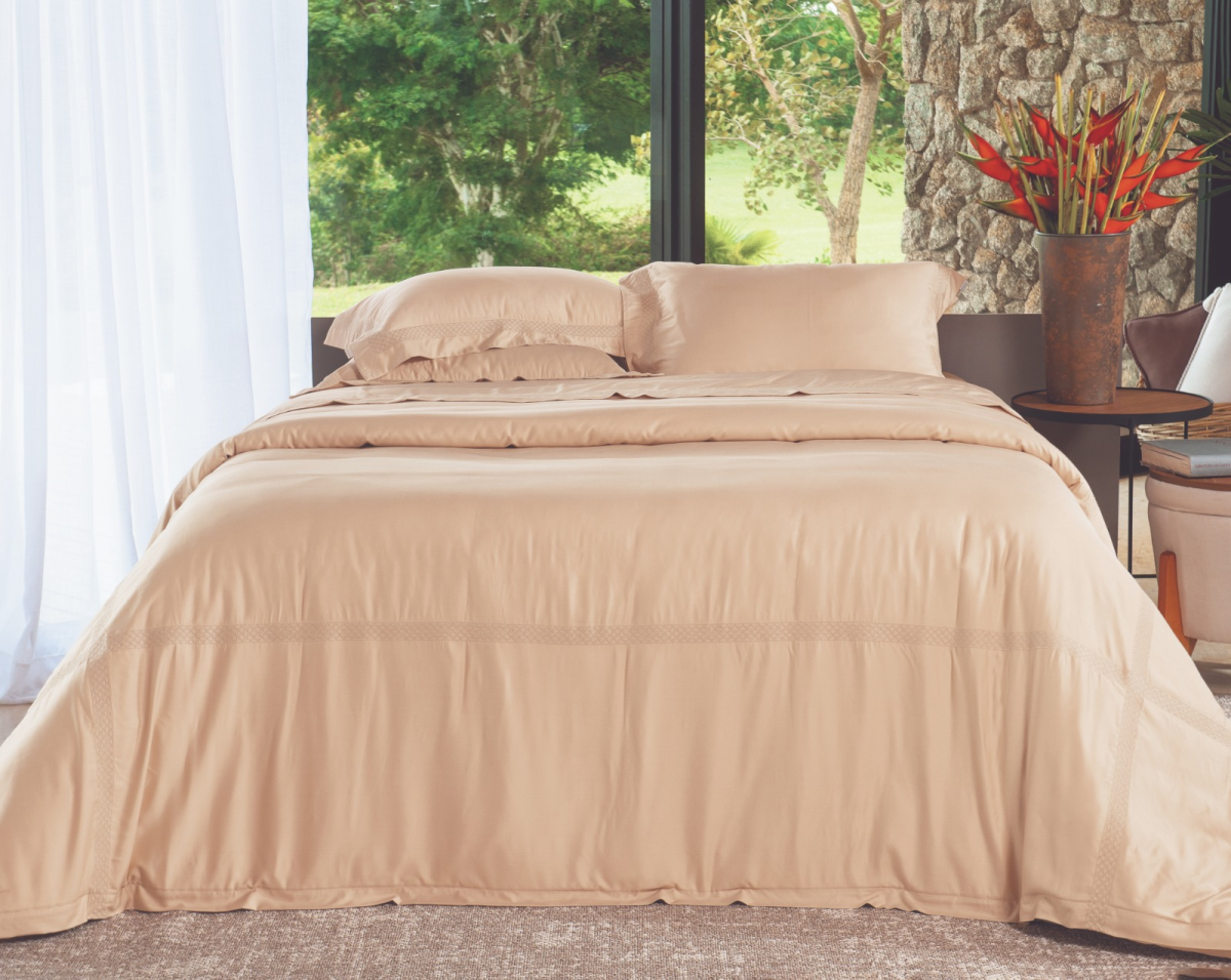 Myriad Duvet  - Queen - Percal 400 Fios - 100% Fibra de Bambu - 4 Peças - Doce de leite