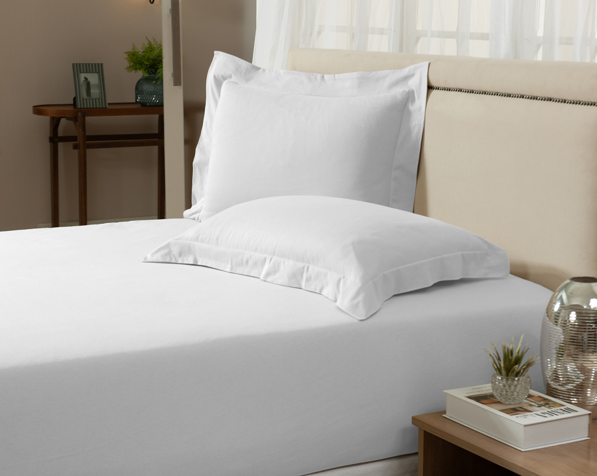 Natura Lençol + Fronhas - Malha 30/1 Fio Penteado- King - 3 Peças - Branco