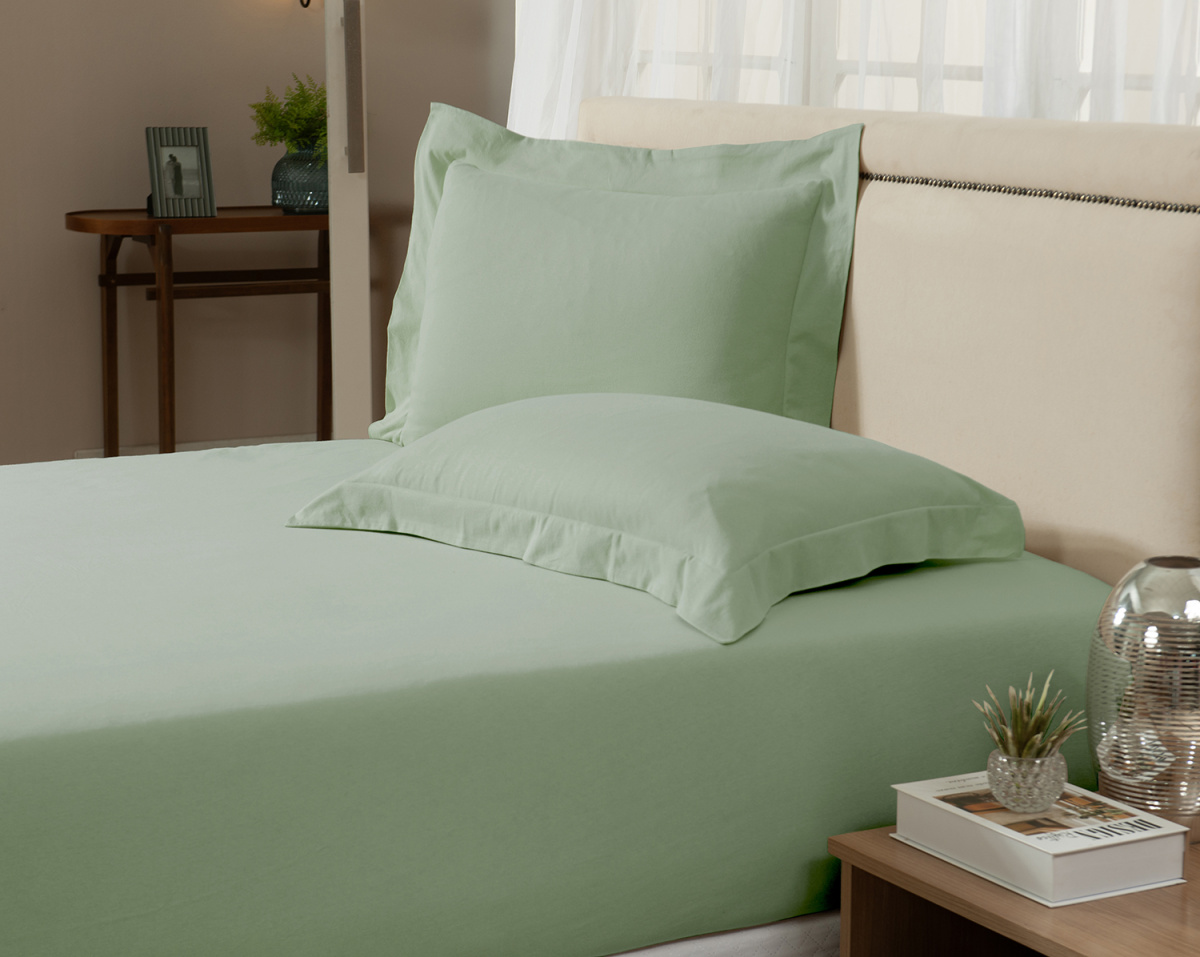 Natura Lençol + Fronhas - Malha 30/1 Fio Penteado- King - 3 Peças - Verde