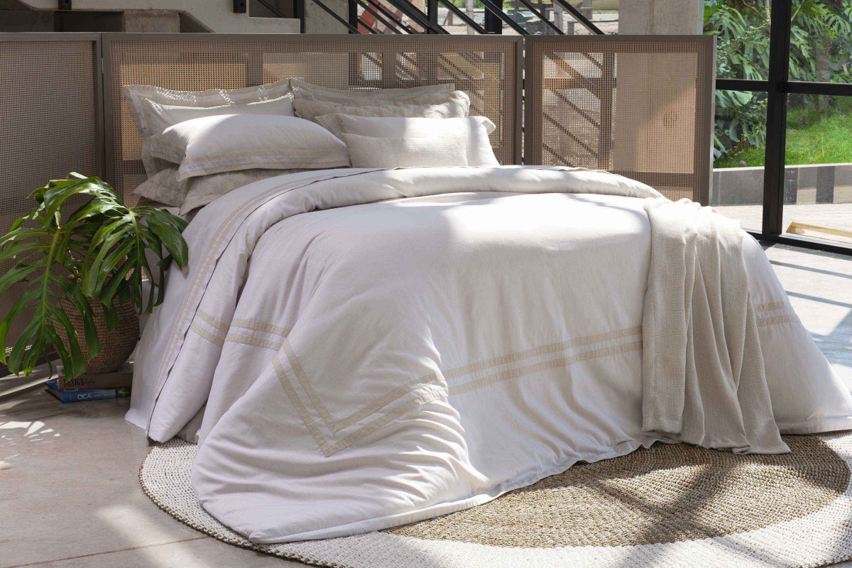Naturale Duvet - Super King - Chambray - 100% Algodão - 3 Peças - Bege