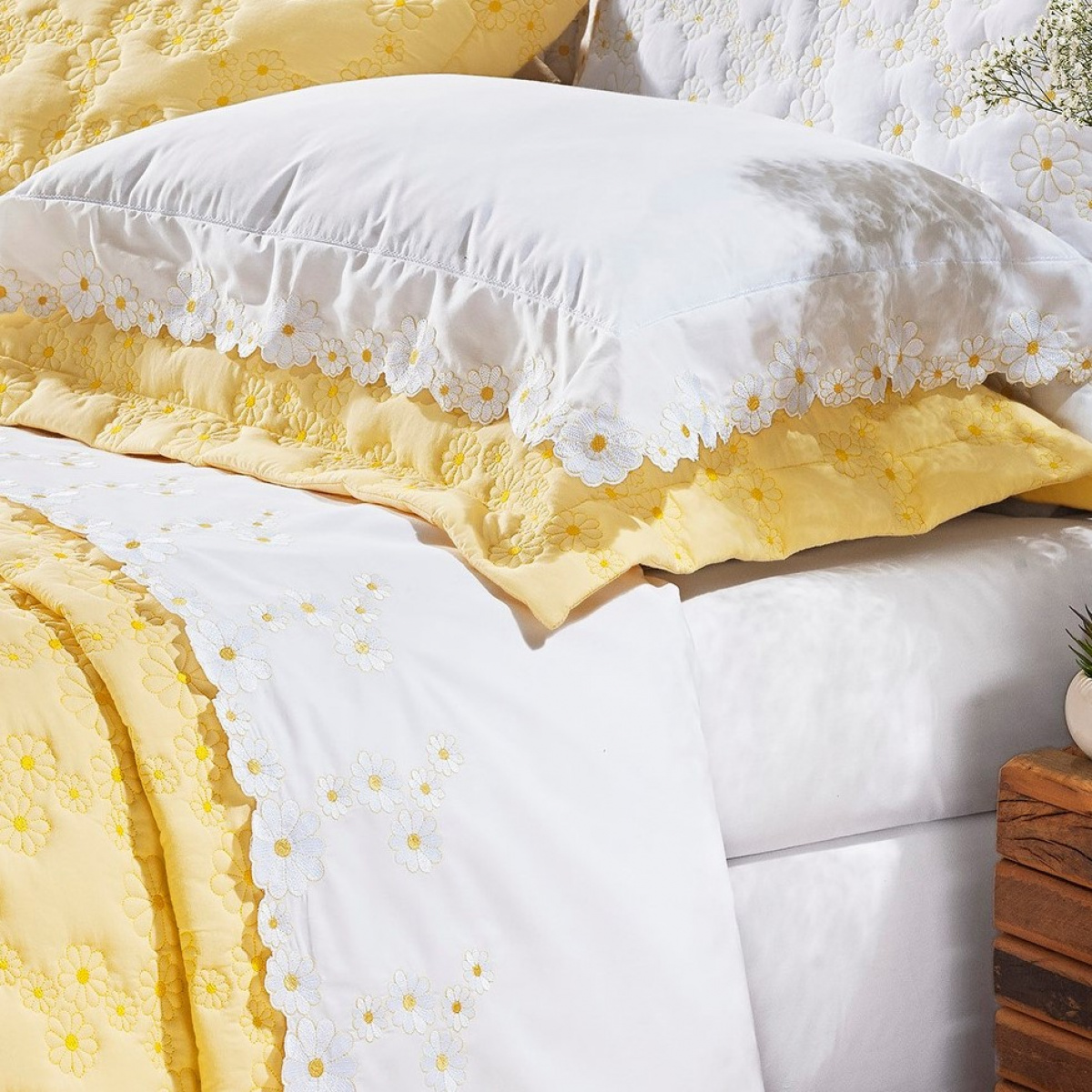 Nuance Par Fronha Decorativa - 70cm x 50cm + Abas - Percal 200 Fios - 2 Peça - Branco