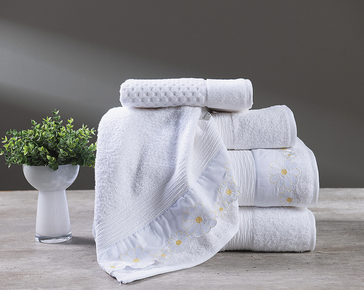 Nuance Jogo De Banho - Gigante - 100% Algodão - 5 Peças - Branco
