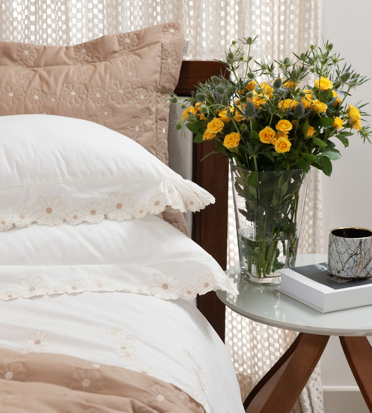 Nuance Roupa De Cama - Queen - Percal 250 Fios - 100% Algodão - 4 Peças - Palha