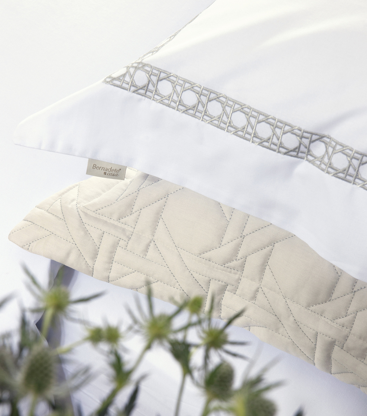 Oásis Roupa De Cama - King - Percal 250 Fios - 100% Algodão - 4 Peças - Branco/Prata