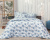 Poeme Roupa de Cama - Queen - Percal 300 Fios - Acetinado - 4 Peças - Floral Azul