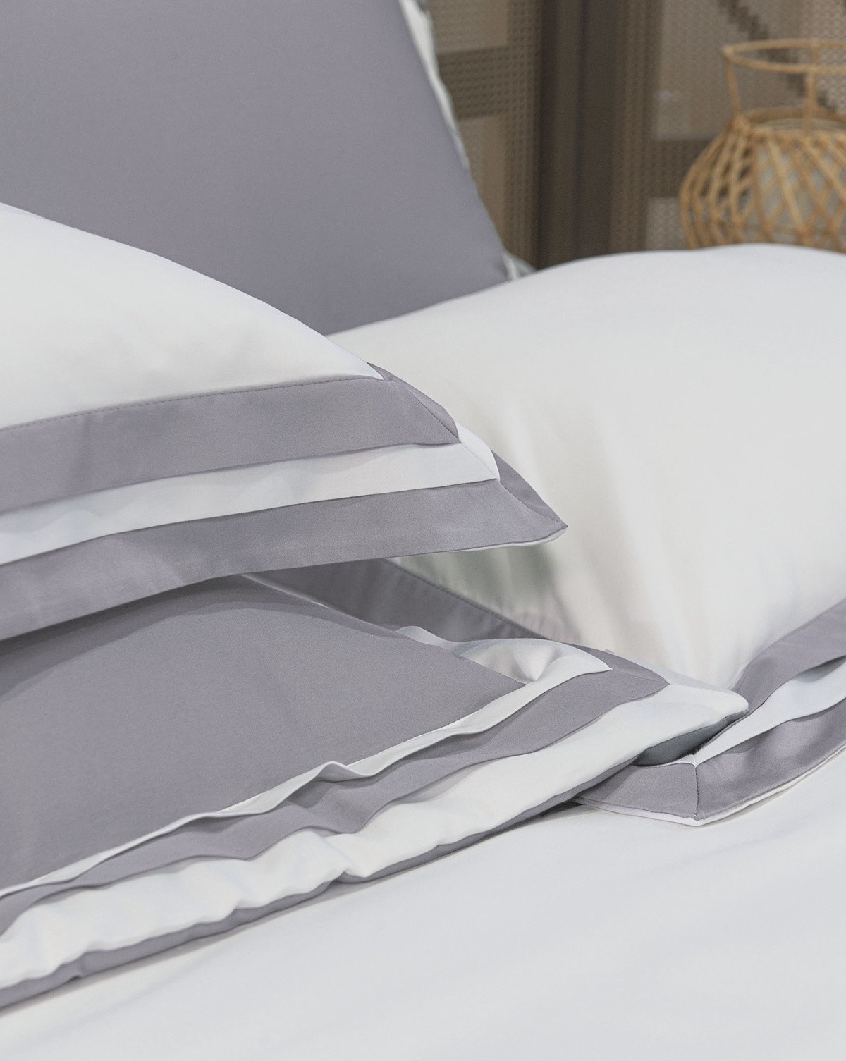 Season Roupa de Cama - King - Percal 400 Fios - Fio Egípcio - 4 Peças - Branco/Platino