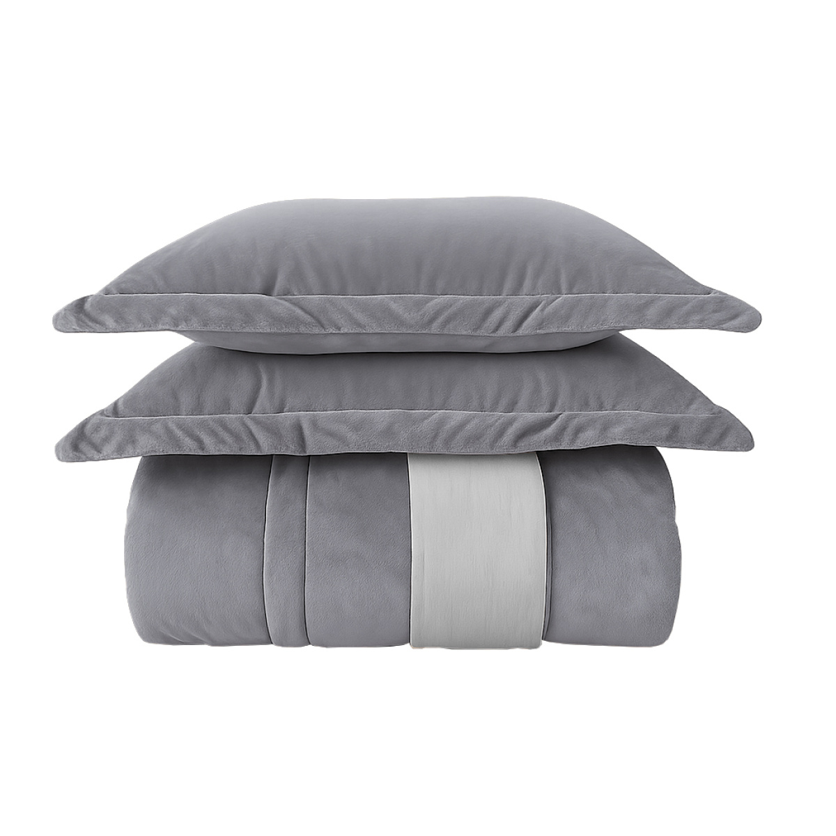 Sonhare Edredom Veludo - Dupla-Face - Super King - Percal 250 Fios - 100% Algodão - 3 Peça - Cinza