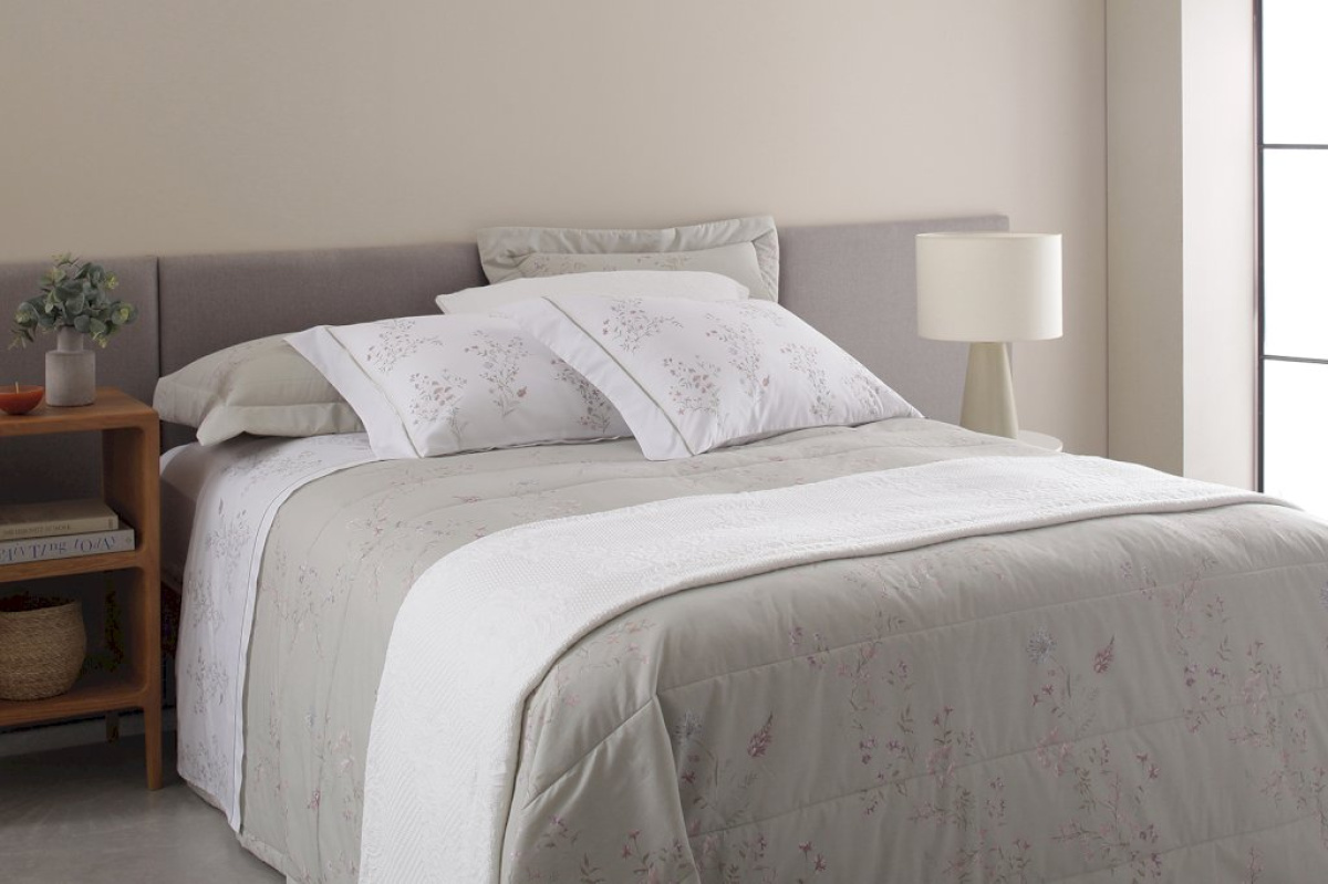 Sophie Bloom Cobre Leito - Queen - buddmeyer - 300 fios -  3 Peças - verde