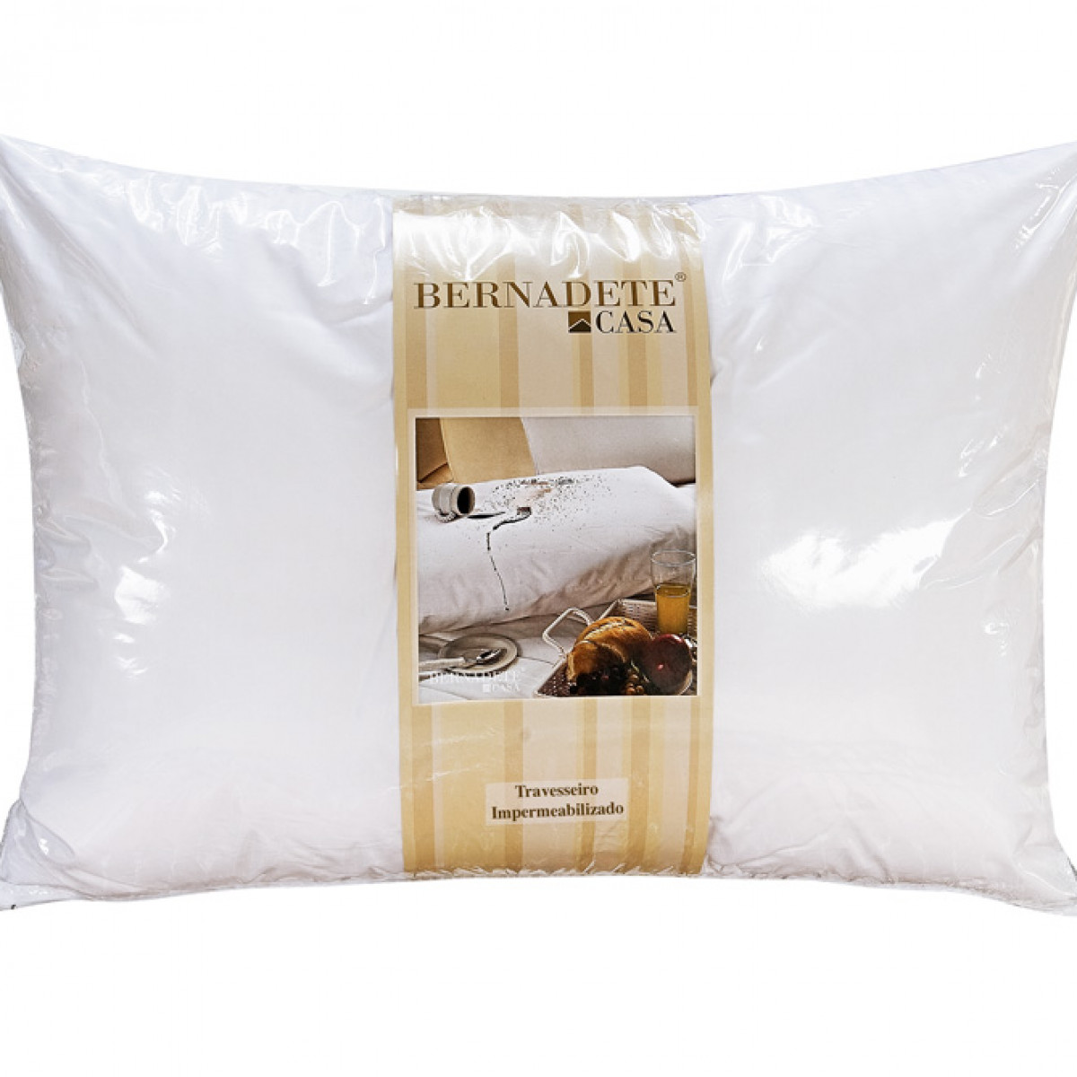 Travesseiro Impermeabilizado - 70cm x 50cm - Percal 200 Fios - 100% Algodão - Enchimento SILICONE - 1 Peça - Branco