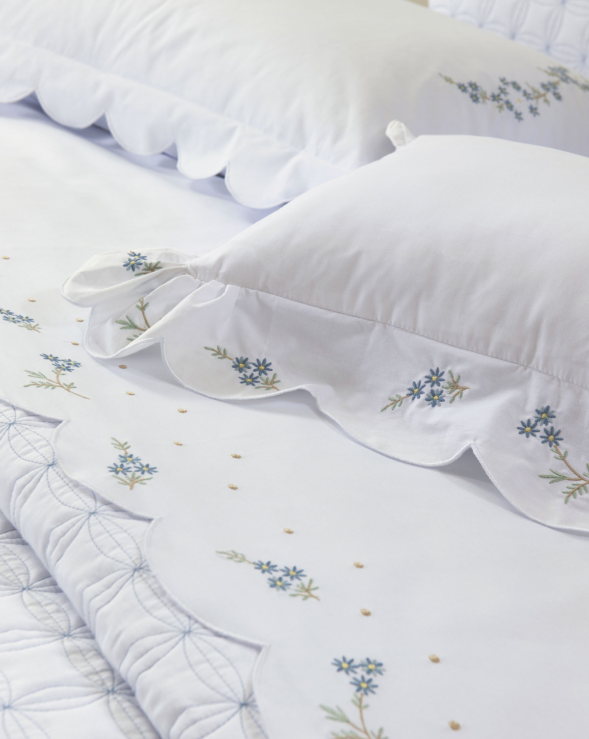 Verenna Almofada Avulsa Decorativa - 35cm x 55cm + abas - algodão - 2 Peças - Branco/Azul