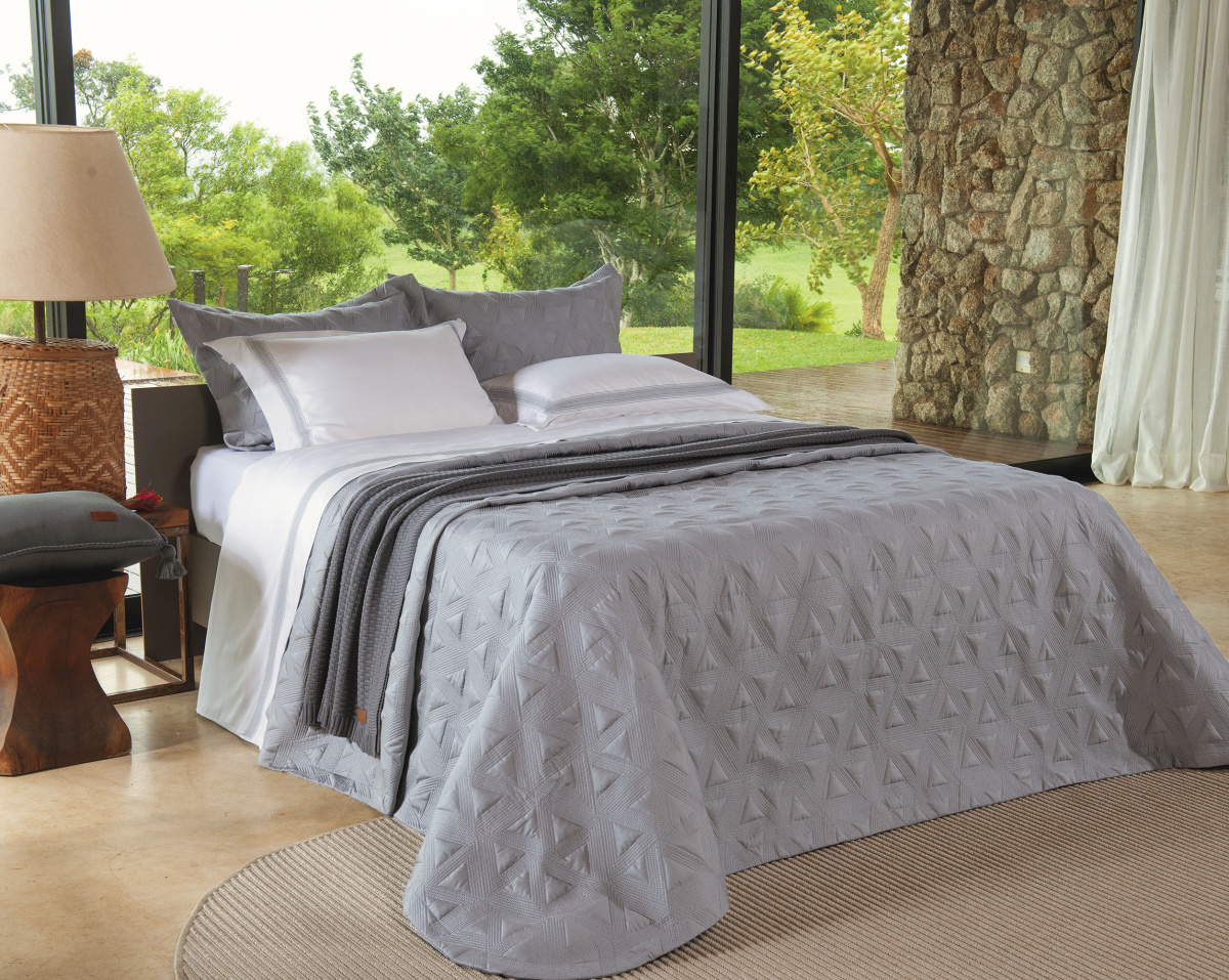 Vicenzo Cobre Leito - King - Percal 400 Fios - Fio Egípcio - 3 Peças - Platino