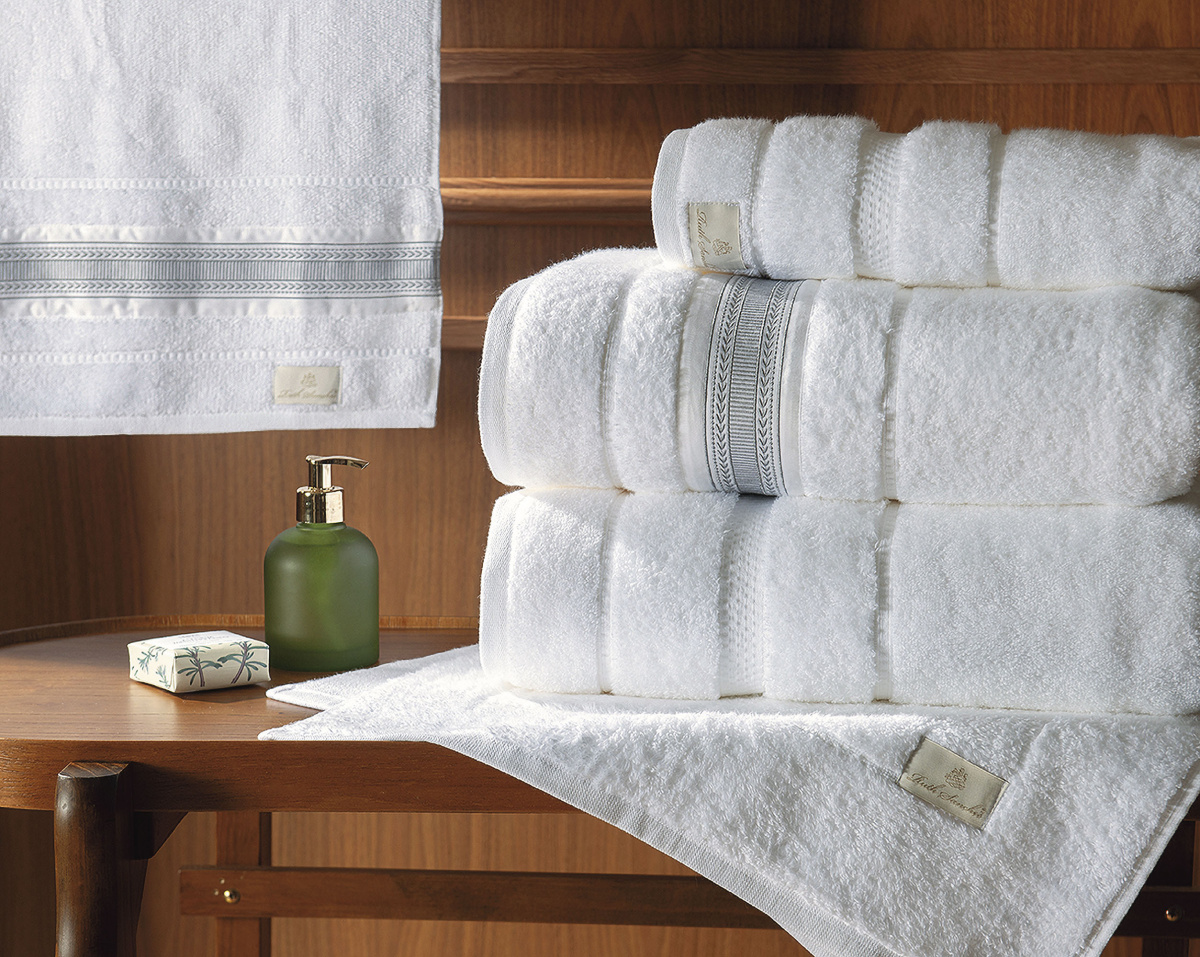 Vicenzo Jogo de Banho - Gigante - 100% Algodão - 5 Peças - Branco/Platino