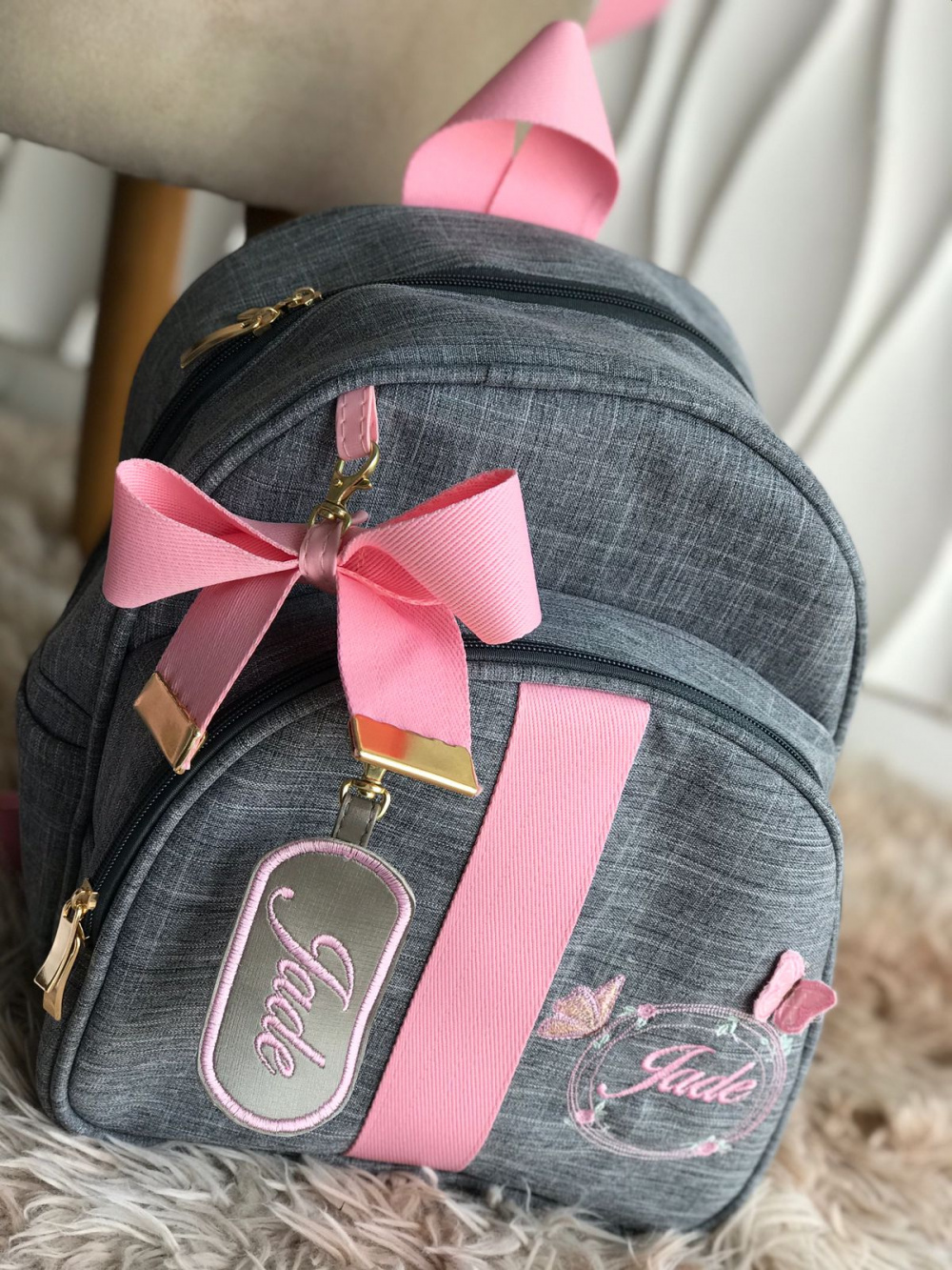 Bolsa Mochila Maternidade Bebê Menina Luxo Elegance Rosa