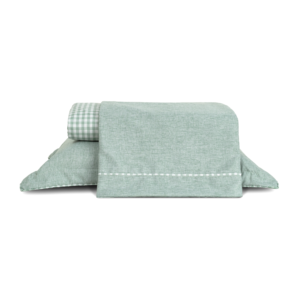 Jogo de Cama King Collina 04 Peças Fio Tinto 300 Fios Xadrez Verde - Lavive
