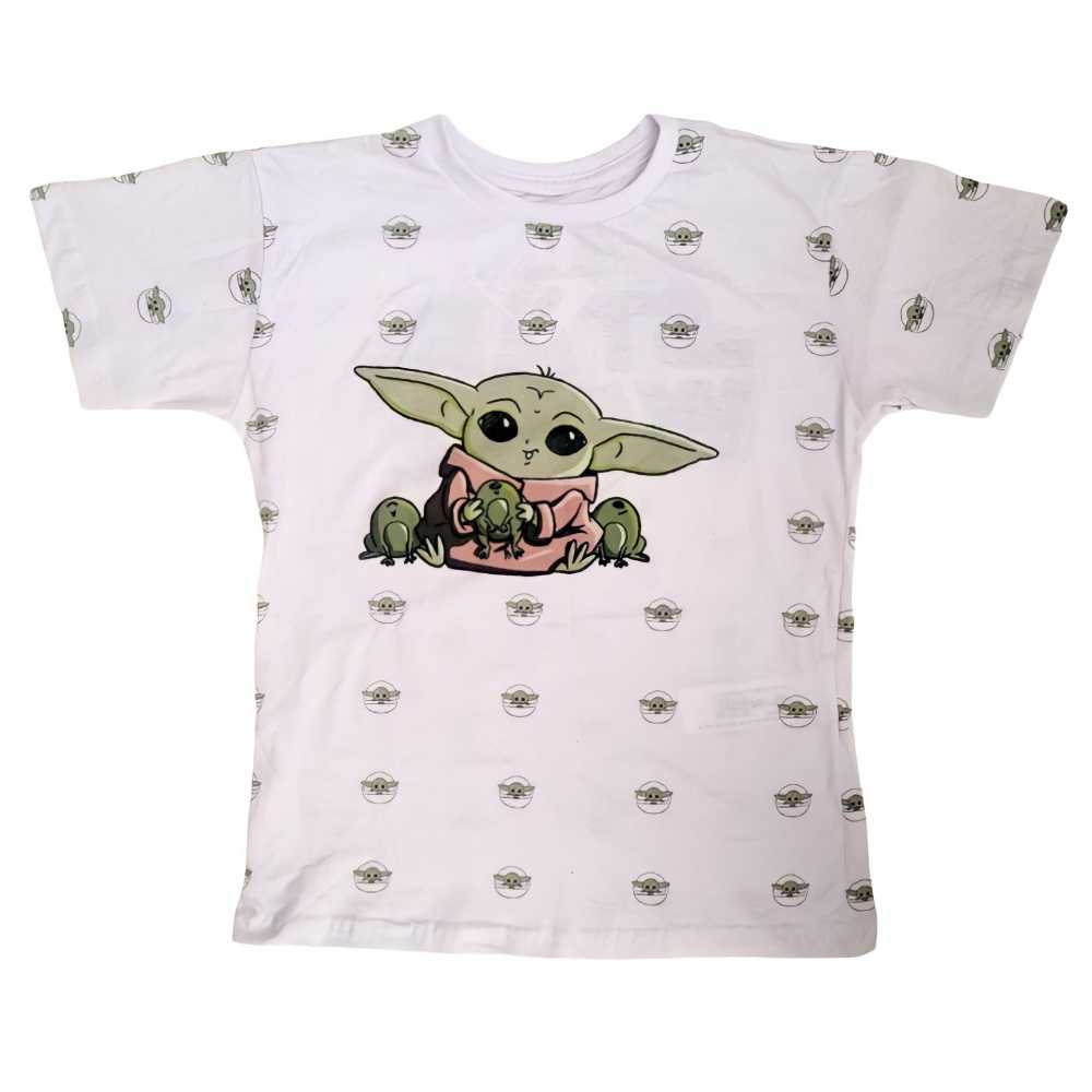 Ropa Oficial Disney Camiseta Star Wars The Mandalorian Con Grogu - Diseño Trio De Poses Animadas - Algodón Oficial Camiseta Mandalorian Grogu