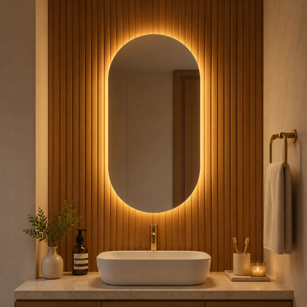 Espelho Oval Luz Ambiente