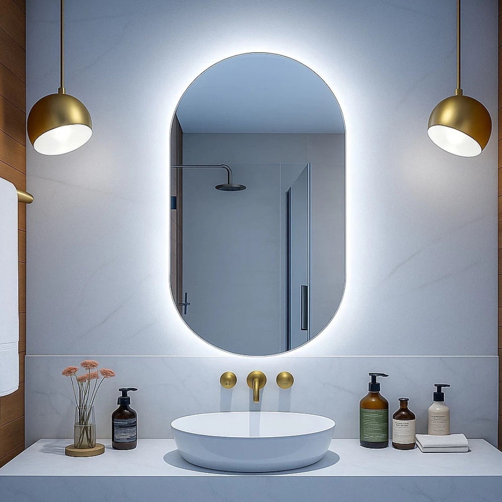 Espelho Oval Luz Ambiente