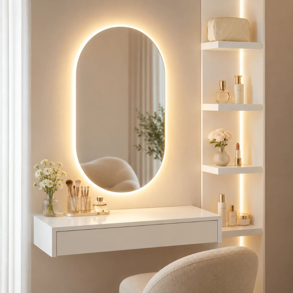 Espelho Oval Luz Ambiente