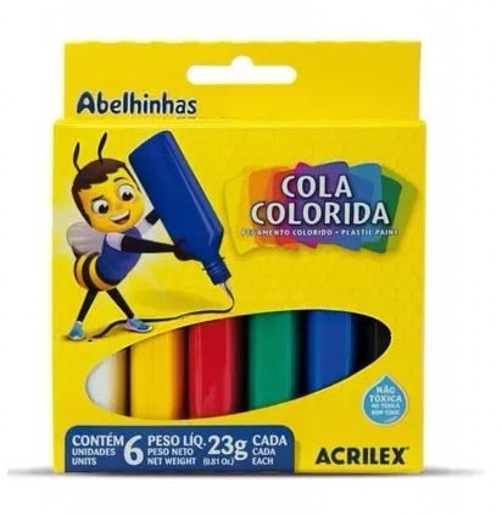 Deter Cola Cola Colorida 6 Cores Acrilex - Prepel