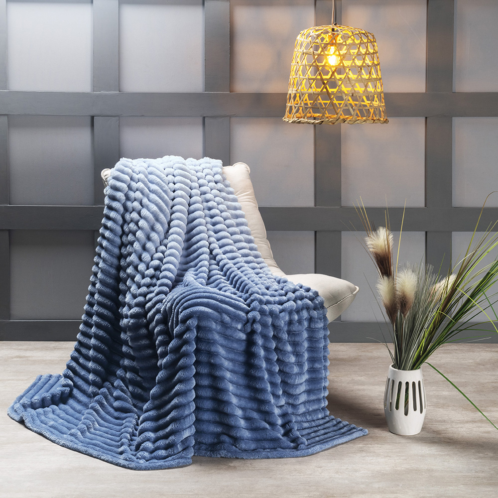 Cobertor Ultrasoft Queen Manta Flannel Aveludada Fluffy - Sky