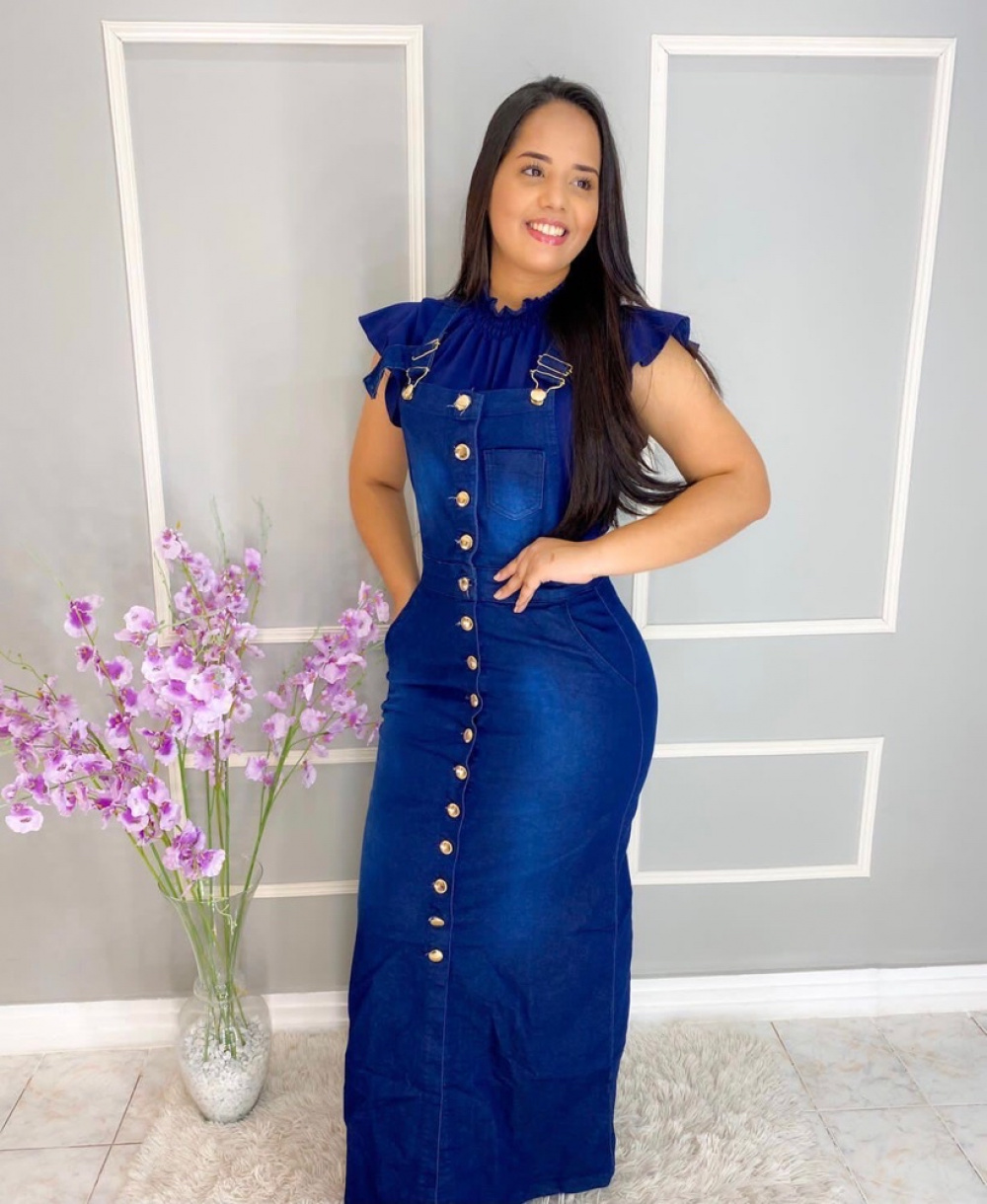 Jardineira vestido hot sale jeans